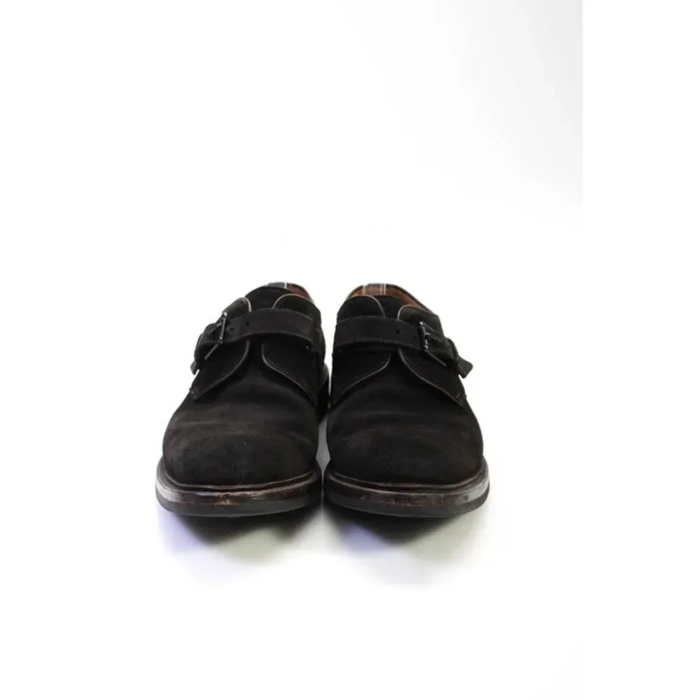 Heschung Mens Suede Buckled Strap Low Heeled Slip On Loafers Brown Size 8.5_2